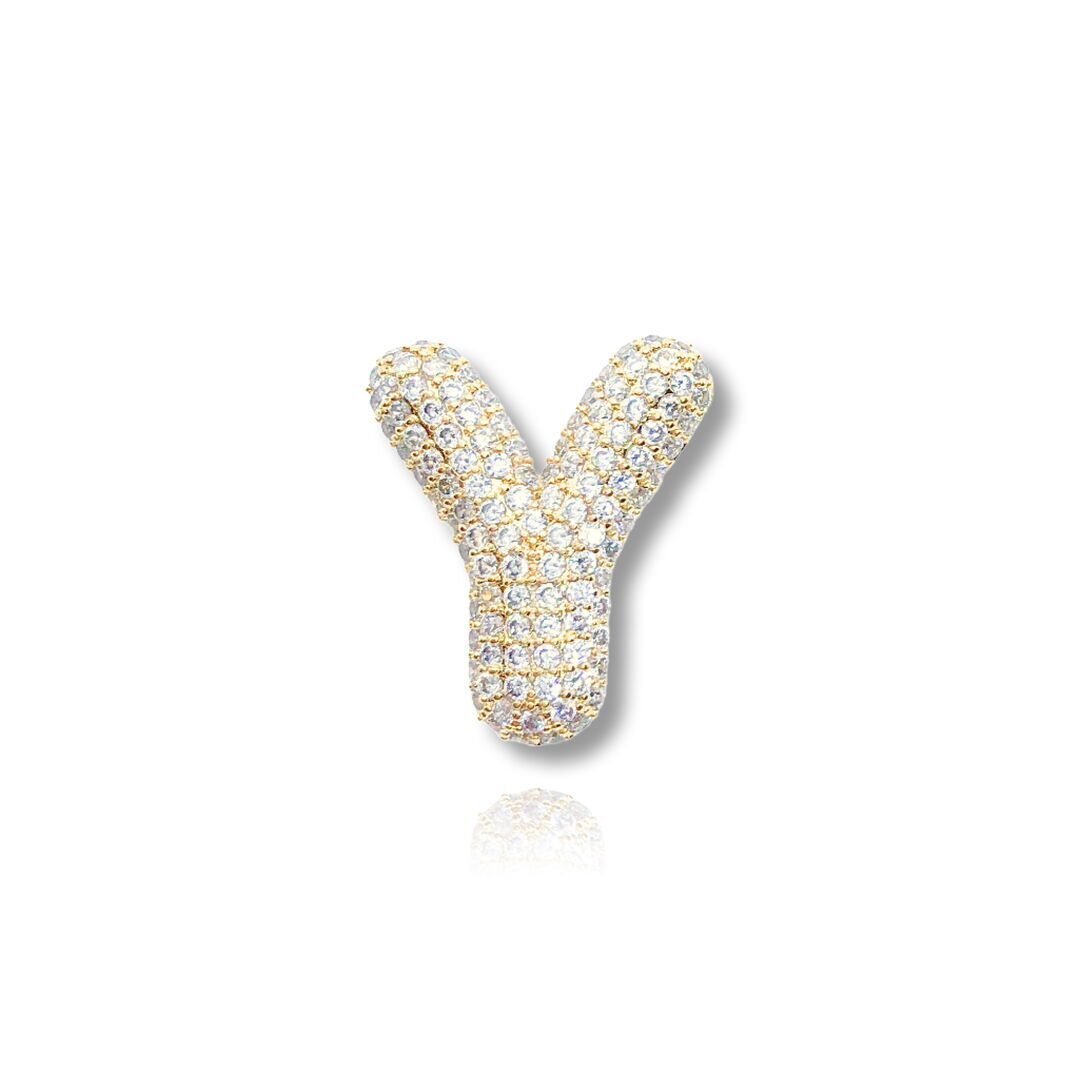 Pingente Letra Y Inspiração Hailey Cravejada Cristal Dourada